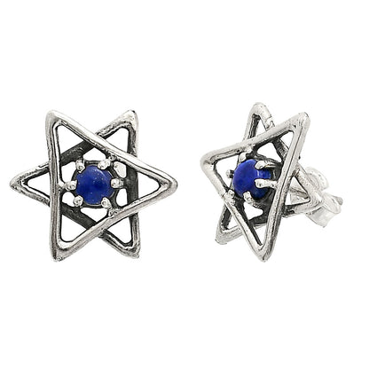 Star of David - Natural Lapis Lazuli Stud Earrings E-1024 SDE84435