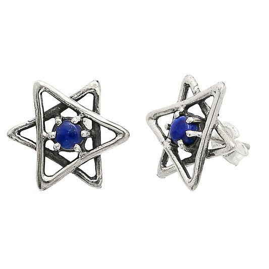 Star of David - Natural Lapis Lazuli Stud Earrings E-1024 SDE84435