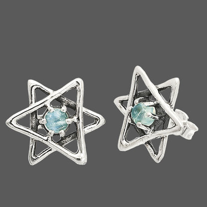 Star of David - Rainbow Moonstone Stud Earrings E-1024 SDE84439