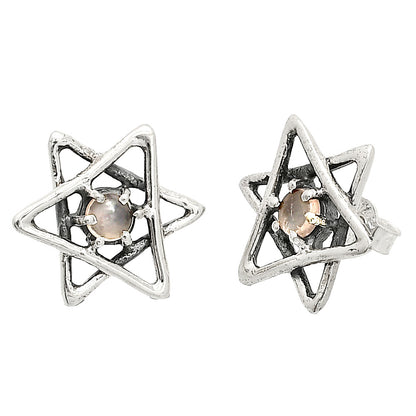 Star of David - Rose Quartz - Madagascar Stud Earrings E-1024 SDE84443