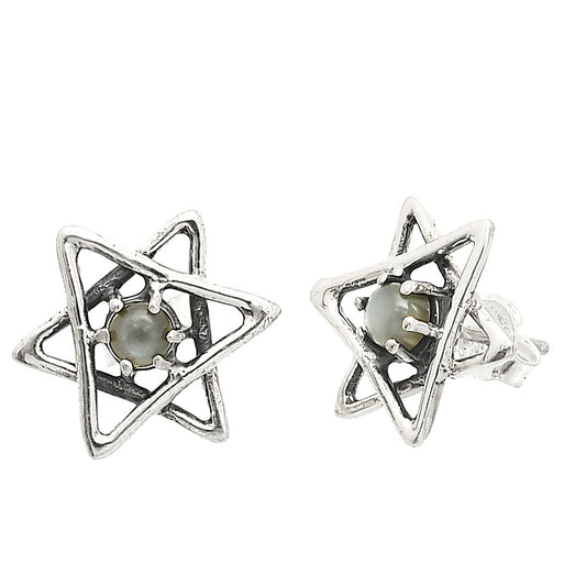 Star of David - Natural Gray Moonstone Stud Earrings E-1024 SDE84445