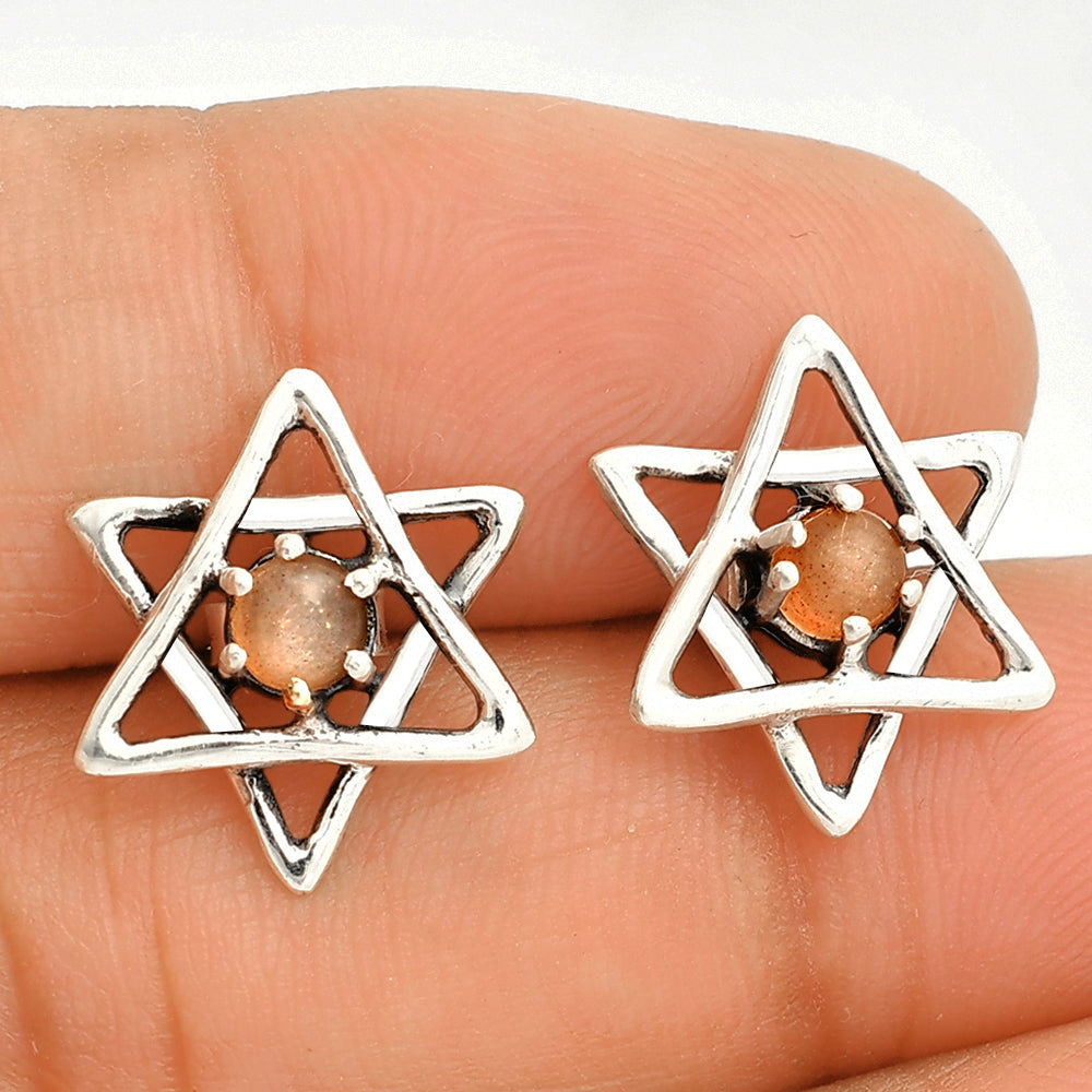 Star of David - Sunstone - Namibia Stud Earrings E-1024 SDE84446