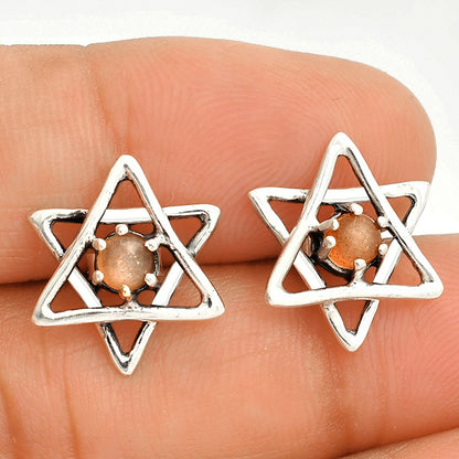 Star of David - Sunstone - Namibia Stud Earrings E-1024 SDE84446