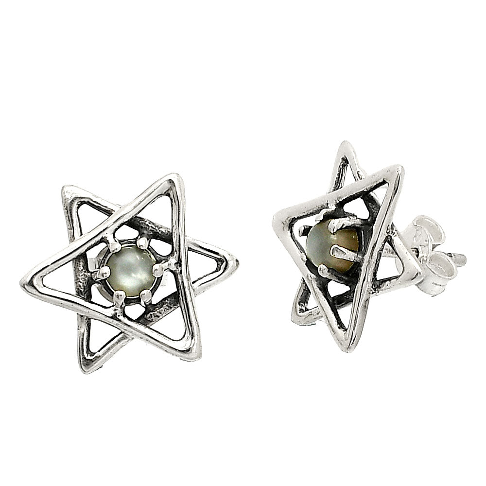 Star of David - Natural Gray Moonstone Stud Earrings E-1024 SDE84449
