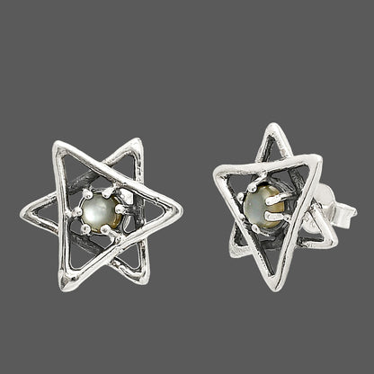 Star of David - Natural Gray Moonstone Stud Earrings E-1024 SDE84450