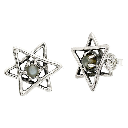 Star of David - Natural Gray Moonstone Stud Earrings E-1024 SDE84451