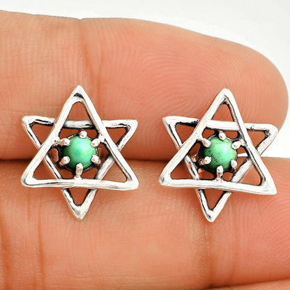 Star of David - Rare Turquoise Nevada Aztec Mt Stud Earrings E-1024 SDE84460