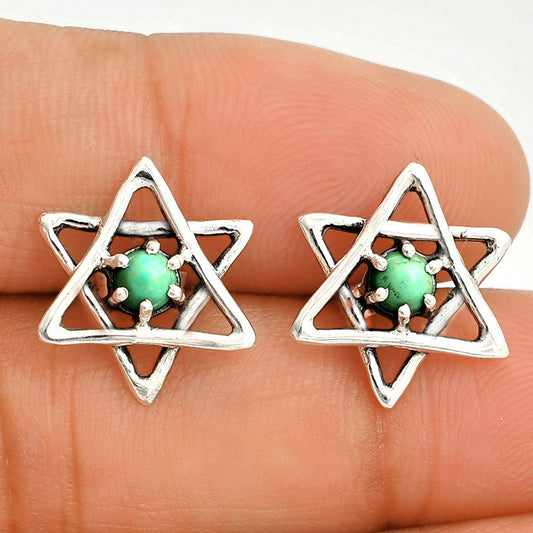Star of David - Rare Turquoise Nevada Aztec Mt Stud Earrings E-1024 SDE84460