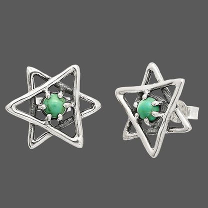 Star of David - Rare Turquoise Nevada Aztec Mt Stud Earrings E-1024 SDE84460