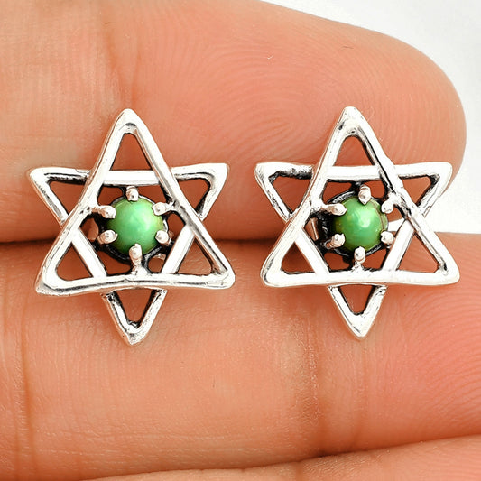 Star of David - Rare Turquoise Nevada Aztec Mt Stud Earrings E-1024 SDE84463