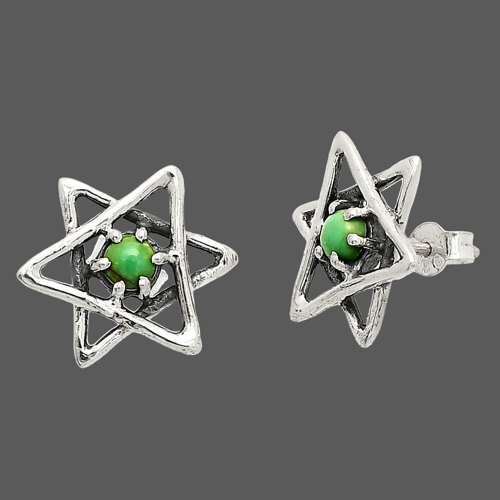 Star of David - Rare Turquoise Nevada Aztec Mt Stud Earrings E-1024 SDE84463