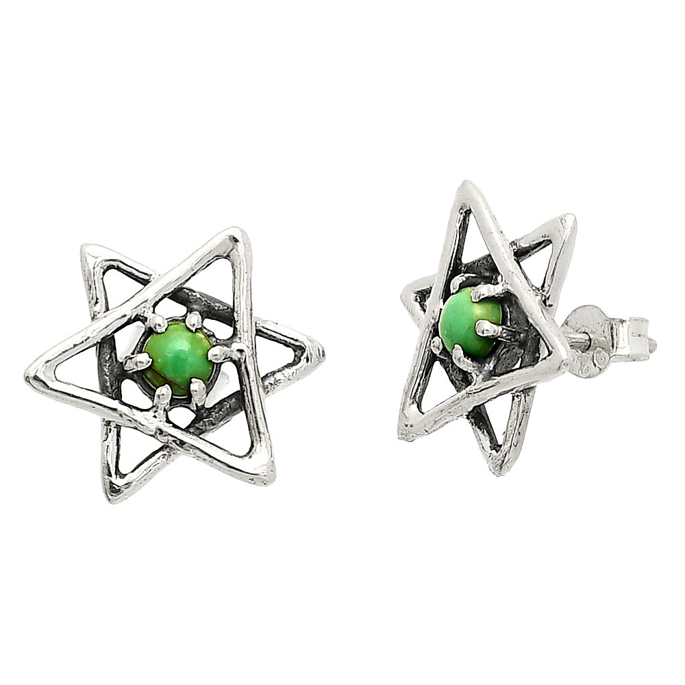Star of David - Rare Turquoise Nevada Aztec Mt Stud Earrings E-1024 SDE84463