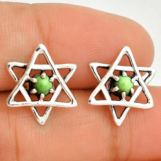 Star of David - Rare Turquoise Nevada Aztec Mt Stud Earrings E-1024 SDE84465