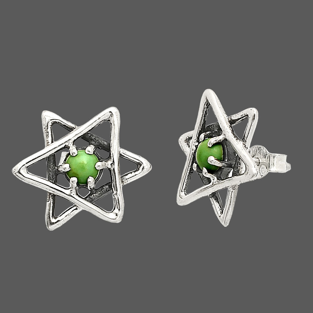 Star of David - Rare Turquoise Nevada Aztec Mt Stud Earrings E-1024 SDE84465