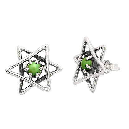 Star of David - Rare Turquoise Nevada Aztec Mt Stud Earrings E-1024 SDE84465
