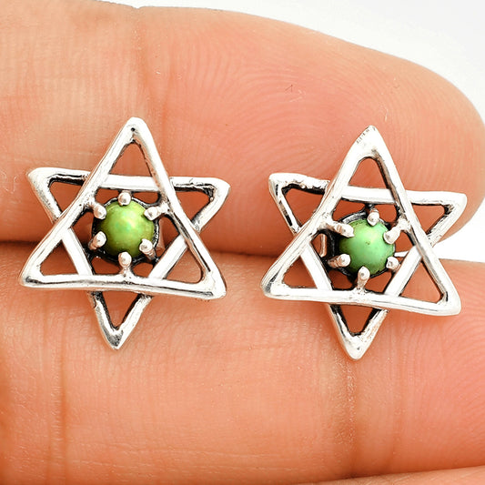 Star of David - Rare Turquoise Nevada Aztec Mt Stud Earrings E-1024 SDE84467