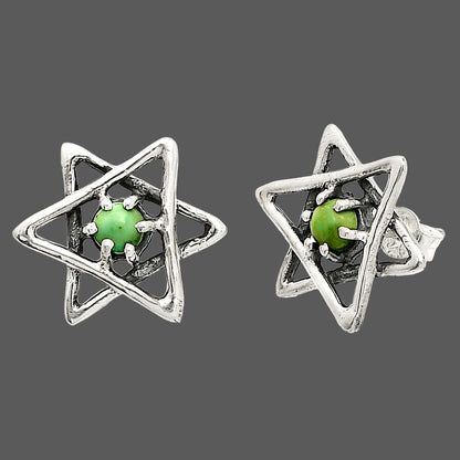 Star of David - Rare Turquoise Nevada Aztec Mt Stud Earrings E-1024 SDE84467