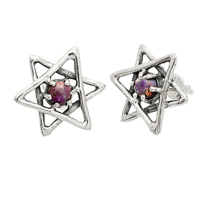 Star of David - Copper Purple Turquoise Stud Earrings E-1024 SDE84468