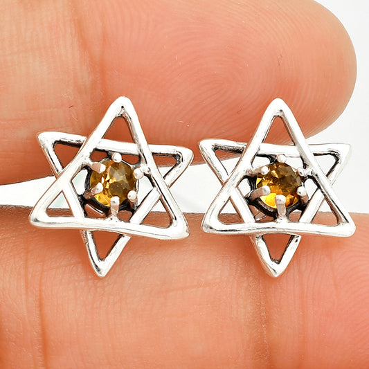 Star of David - Natural Citrine Stud Earrings E-1024 SDE84478