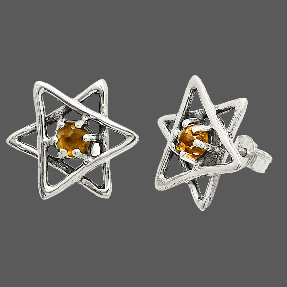 Star of David - Natural Citrine Stud Earrings E-1024 SDE84478