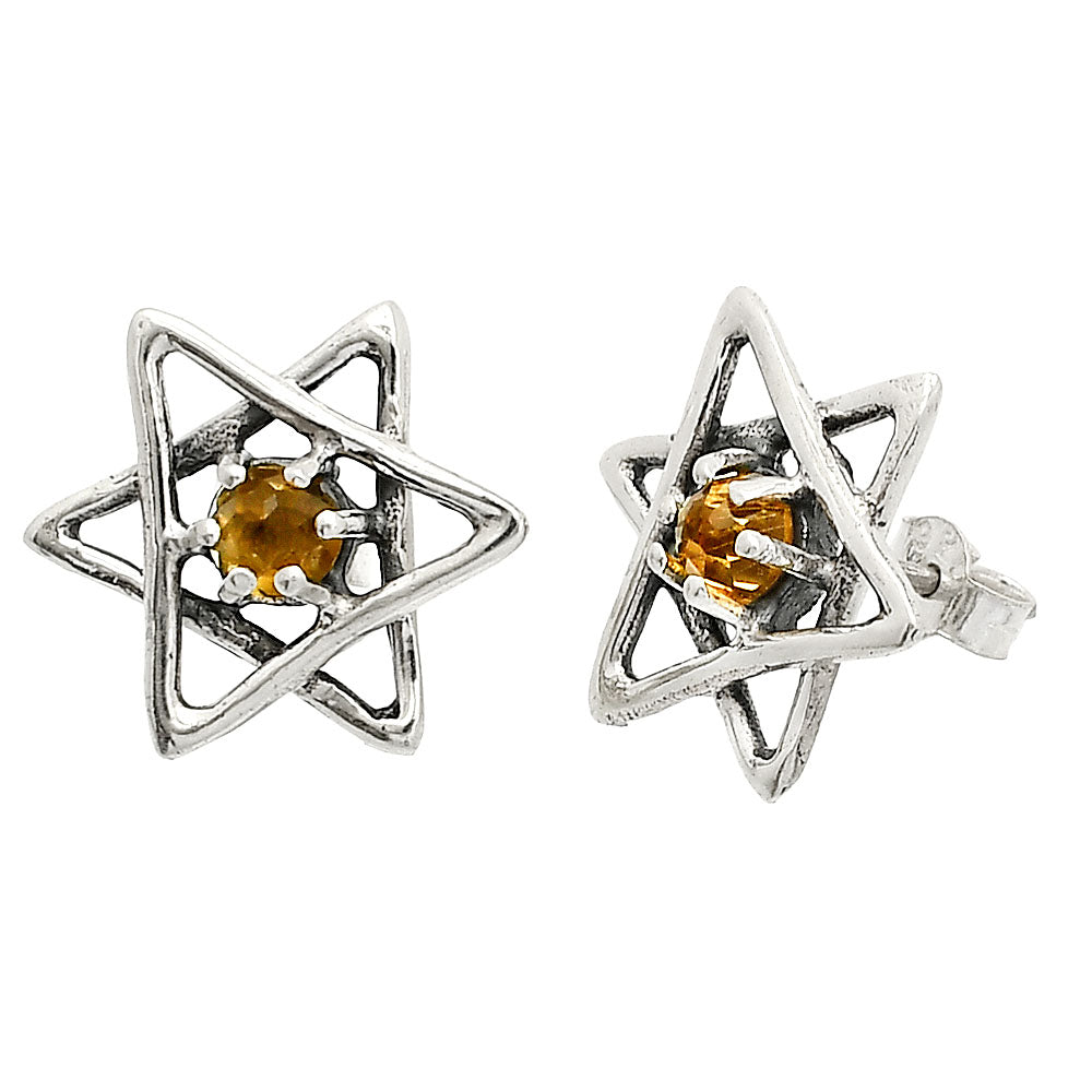 Star of David - Natural Citrine Stud Earrings E-1024 SDE84478