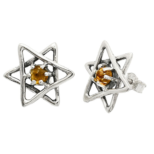 Star of David - Natural Citrine Stud Earrings E-1024 SDE84478