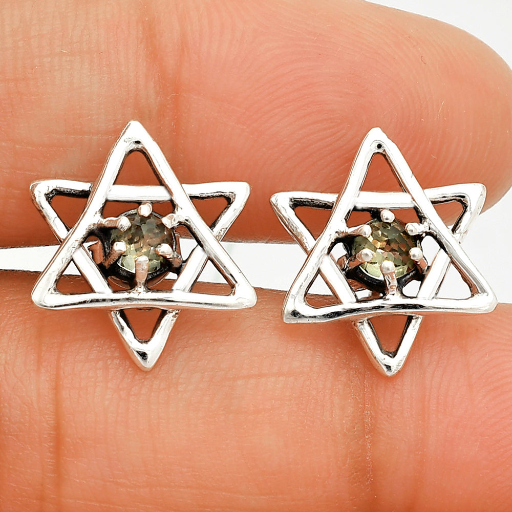 Star of David - Prasiolite (Green Amethyst) Stud Earrings E-1024 SDE84480