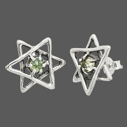 Star of David - Prasiolite (Green Amethyst) Stud Earrings E-1024 SDE84480
