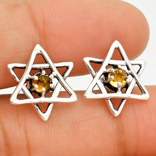 Star of David - Natural Citrine Stud Earrings E-1024 SDE84481