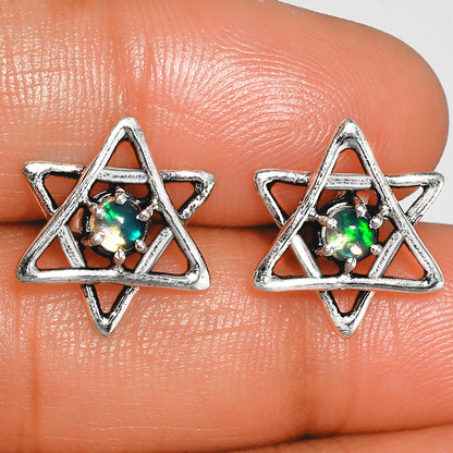 Star of David - Natural Ethiopian Opal Stud Earrings E-1024 SDE84488