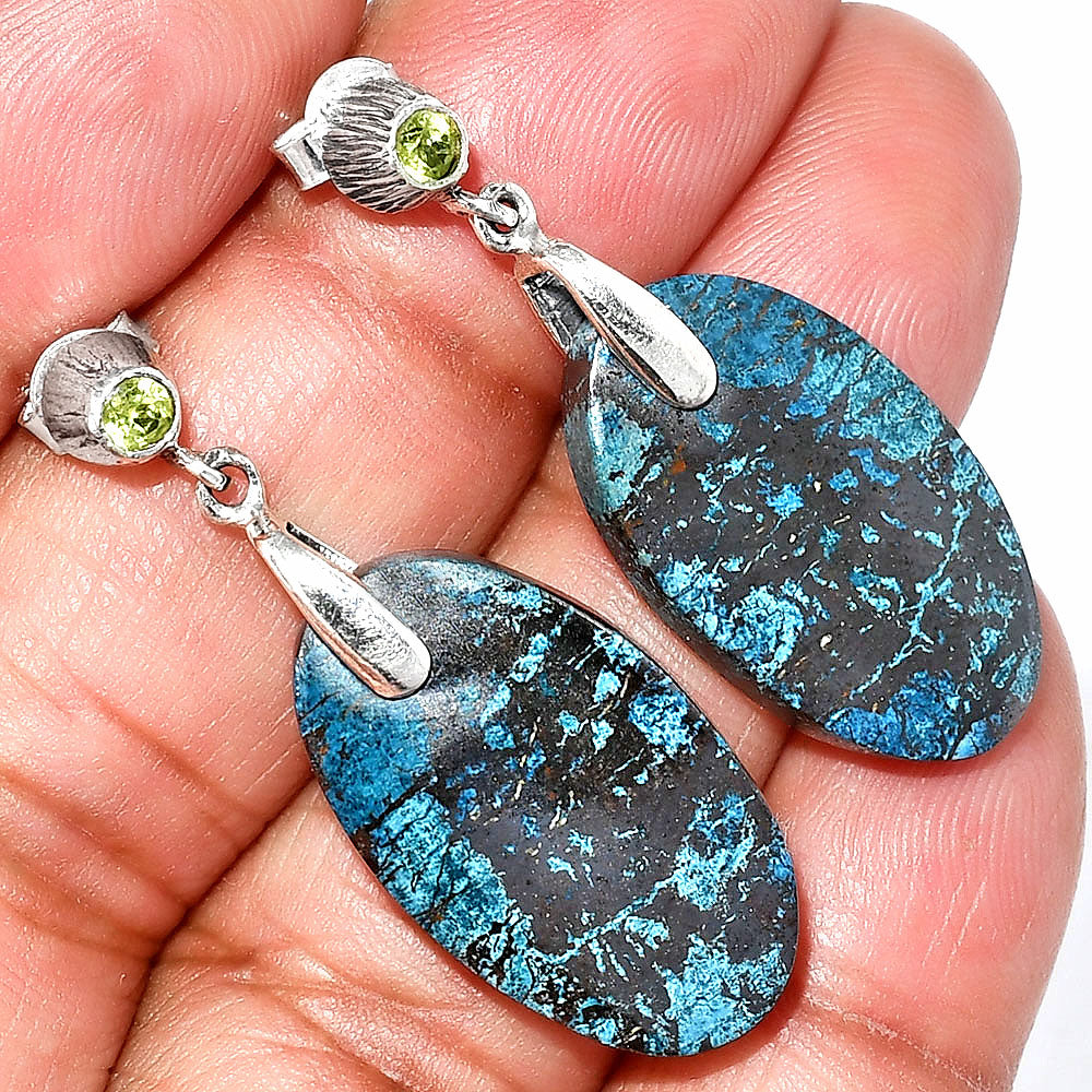 Natural Shattuckite - USA & Peridot Earrings E-1120 SDE84578