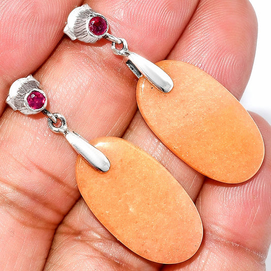Natural Pink Aventurine & Ruby Earrings E-1120 SDE84579