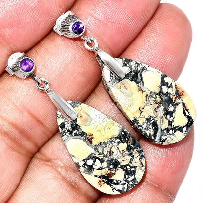 Natural Maligano Jasper & Amethyst Earrings E-1120 SDE84582