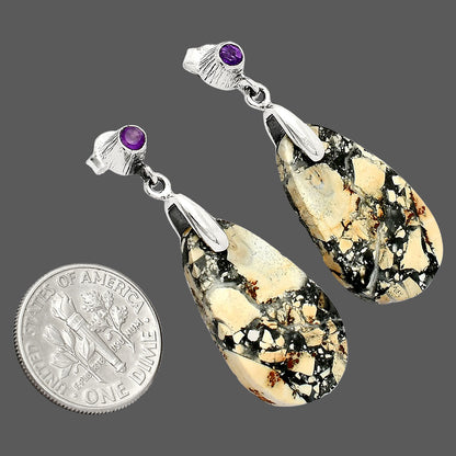 Natural Maligano Jasper & Amethyst Earrings E-1120 SDE84582