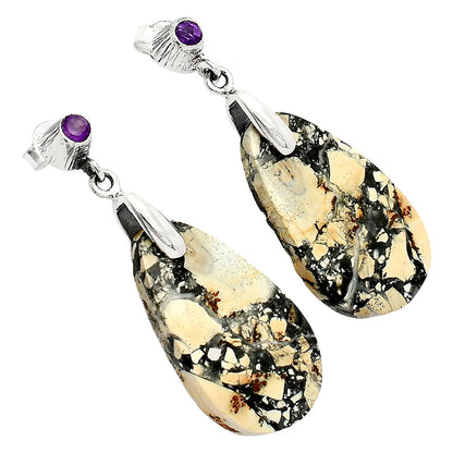 Natural Maligano Jasper & Amethyst Earrings E-1120 SDE84582