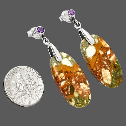 Natural Rocky Butte Picture Jasper & Amethyst Earrings E-1120 SDE84594