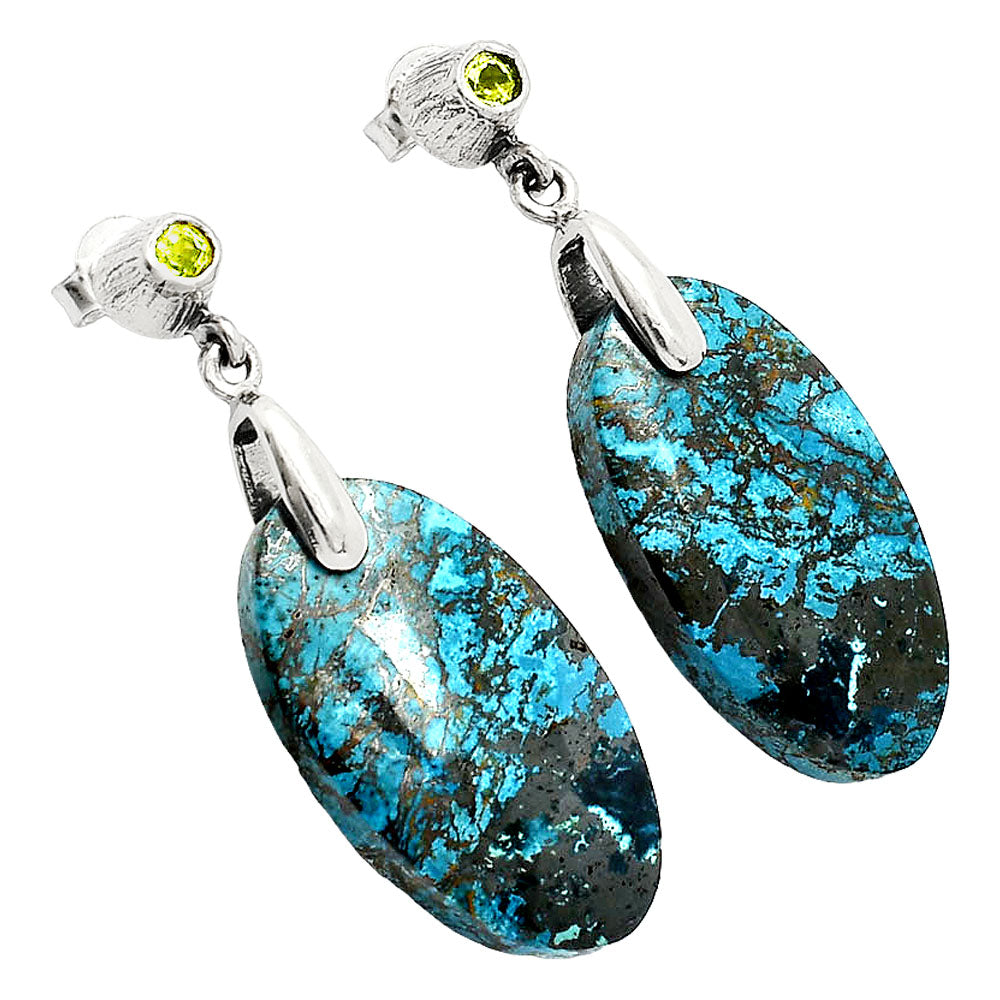 Natural Shattuckite - USA & Peridot Earrings E-1120 SDE84603