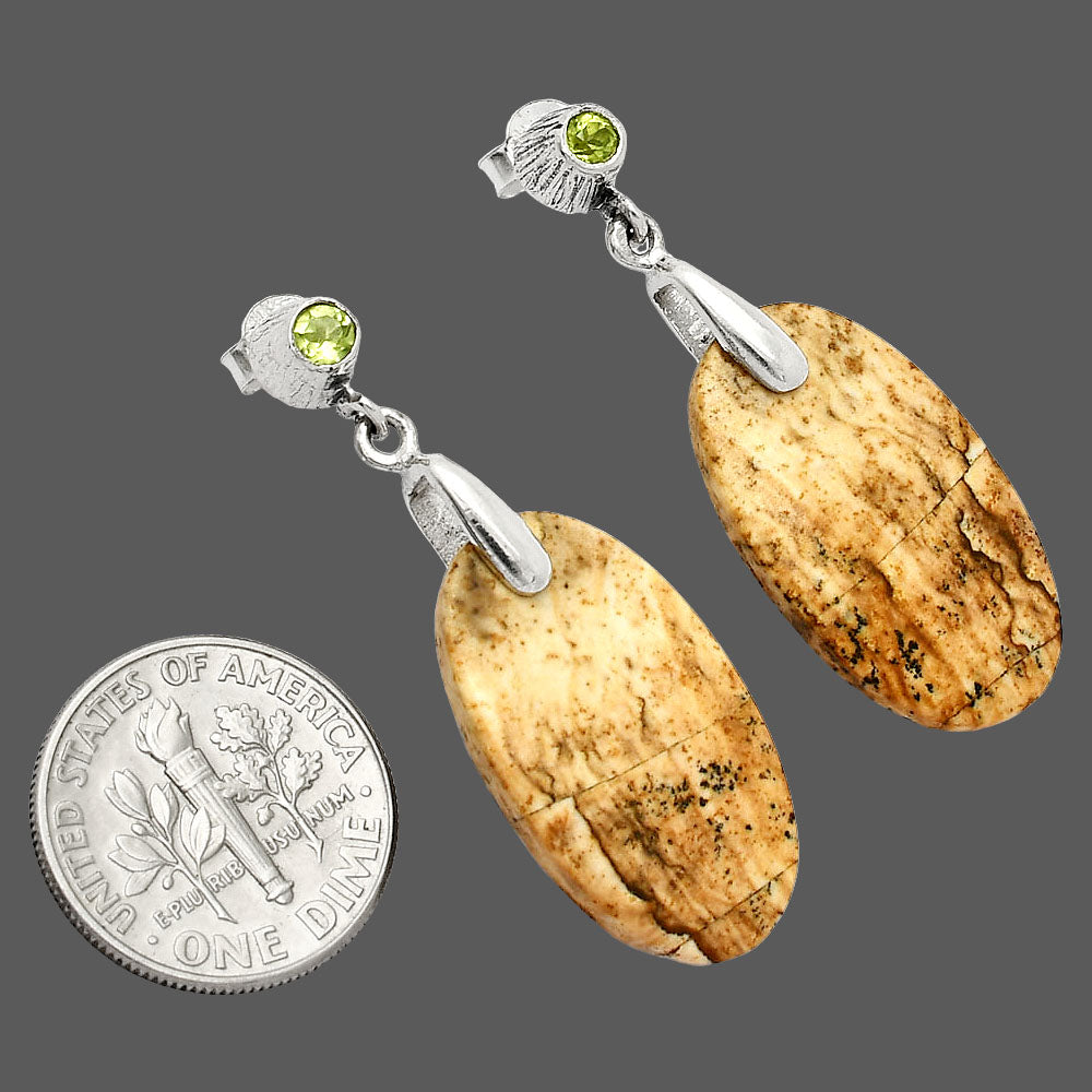 Natural Picture Jasper & Peridot Earrings E-1120 SDE84606