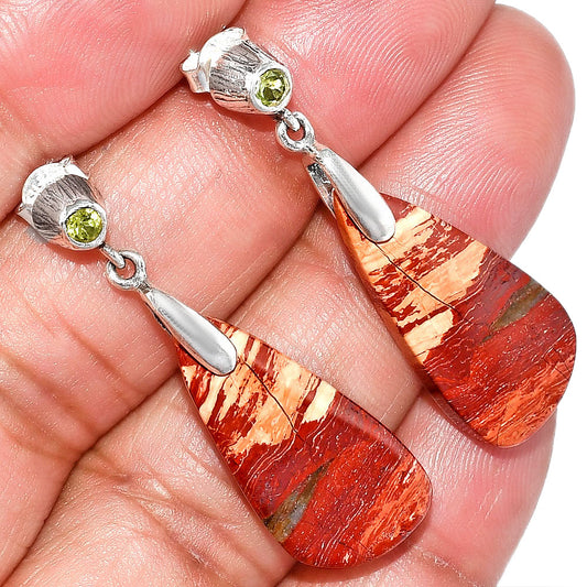 Natural Snake Skin Jasper & Peridot Earrings E-1120 SDE84629