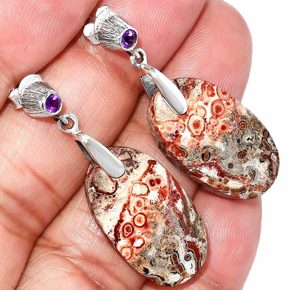 Leopard Skin Jasper & Amethyst Earrings E-1120 SDE84630
