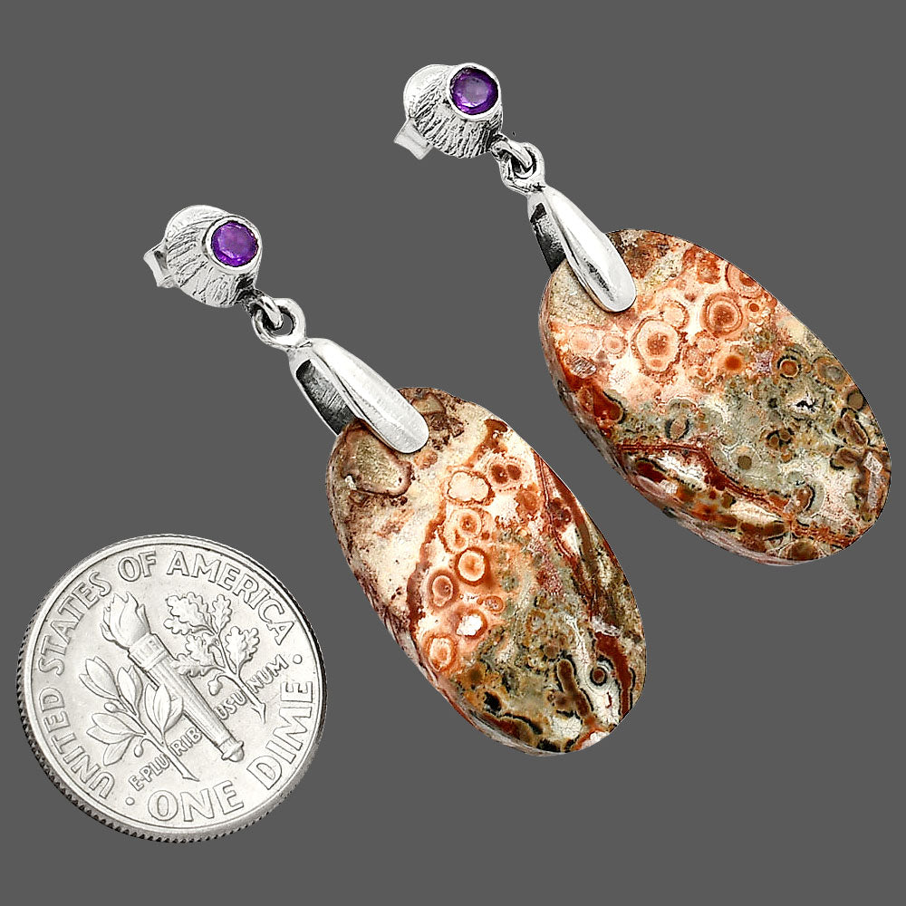 Leopard Skin Jasper & Amethyst Earrings E-1120 SDE84630