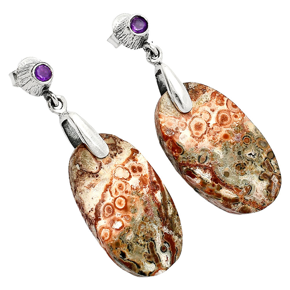 Leopard Skin Jasper & Amethyst Earrings E-1120 SDE84630