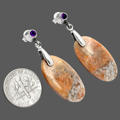 Natural Red Moss Agate & Amethyst Earrings E-1120 SDE84636