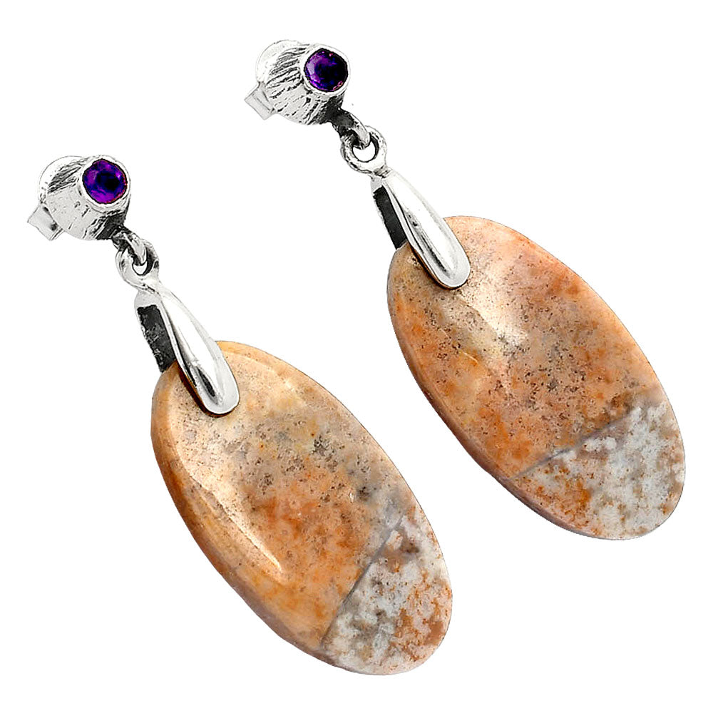 Natural Red Moss Agate & Amethyst Earrings E-1120 SDE84636