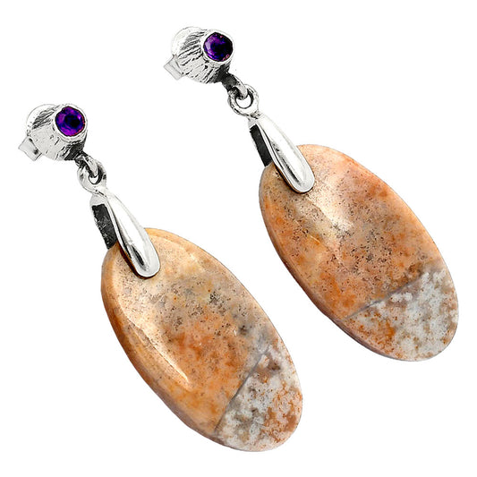 Natural Red Moss Agate & Amethyst Earrings E-1120 SDE84636