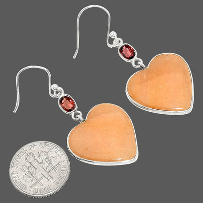 Heart - Pink Aventurine & Garnet Earrings E-1002 SDE84935