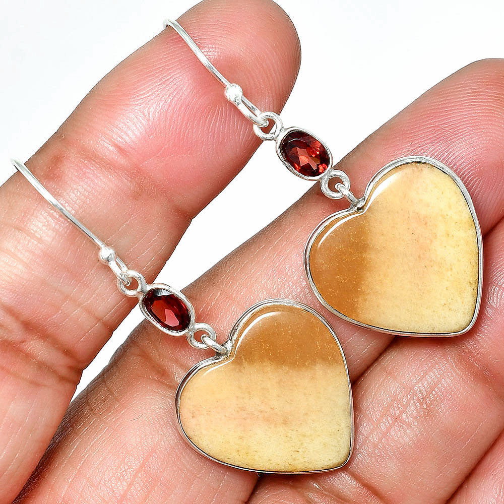 Heart - Pink Aventurine & Garnet Earrings E-1002 SDE84950