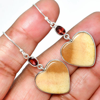 Heart - Pink Aventurine & Garnet Earrings E-1002 SDE84950