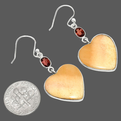 Heart - Pink Aventurine & Garnet Earrings E-1002 SDE84950