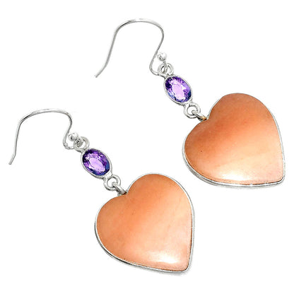 Heart - Pink Aventurine & Amethyst Earrings E-1002 SDE84973